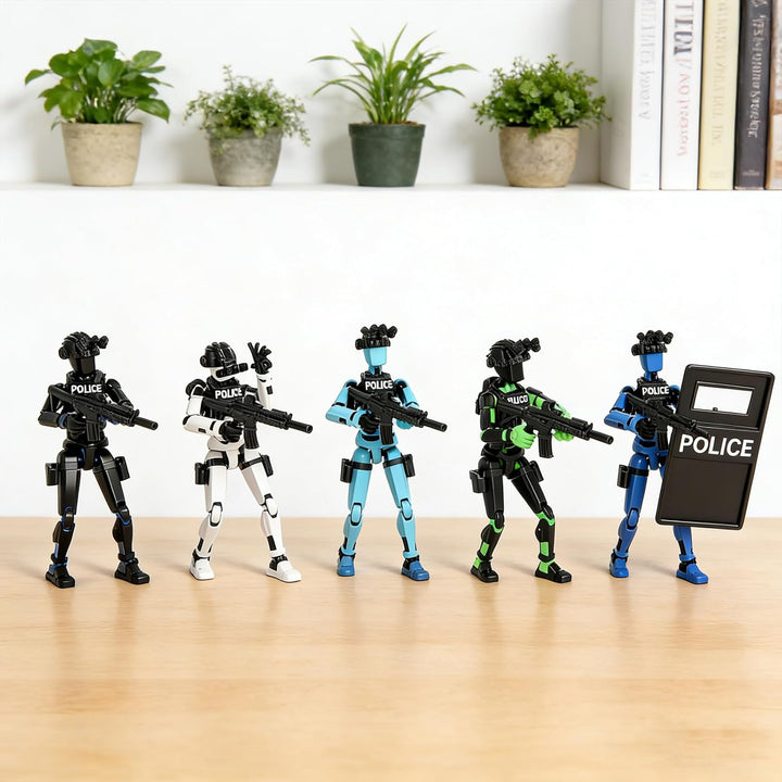 Juego de 5 figuras de acción de escudo policial impreso en 3D, 13 f...