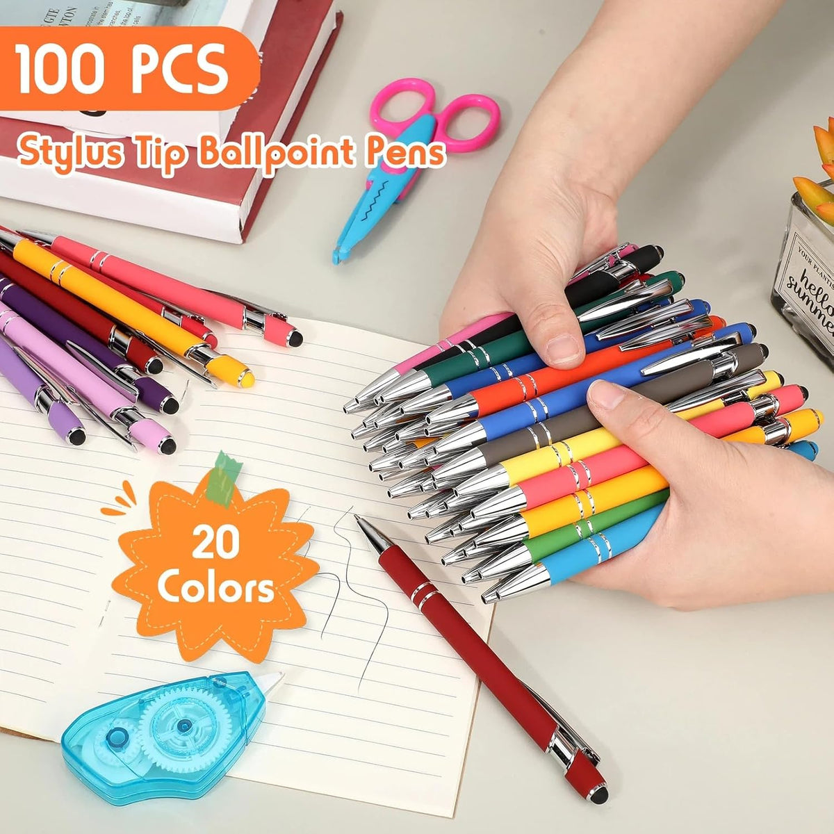 Yeaqee 100 bolígrafos a granel con punta de lápiz capacitivo, colores
