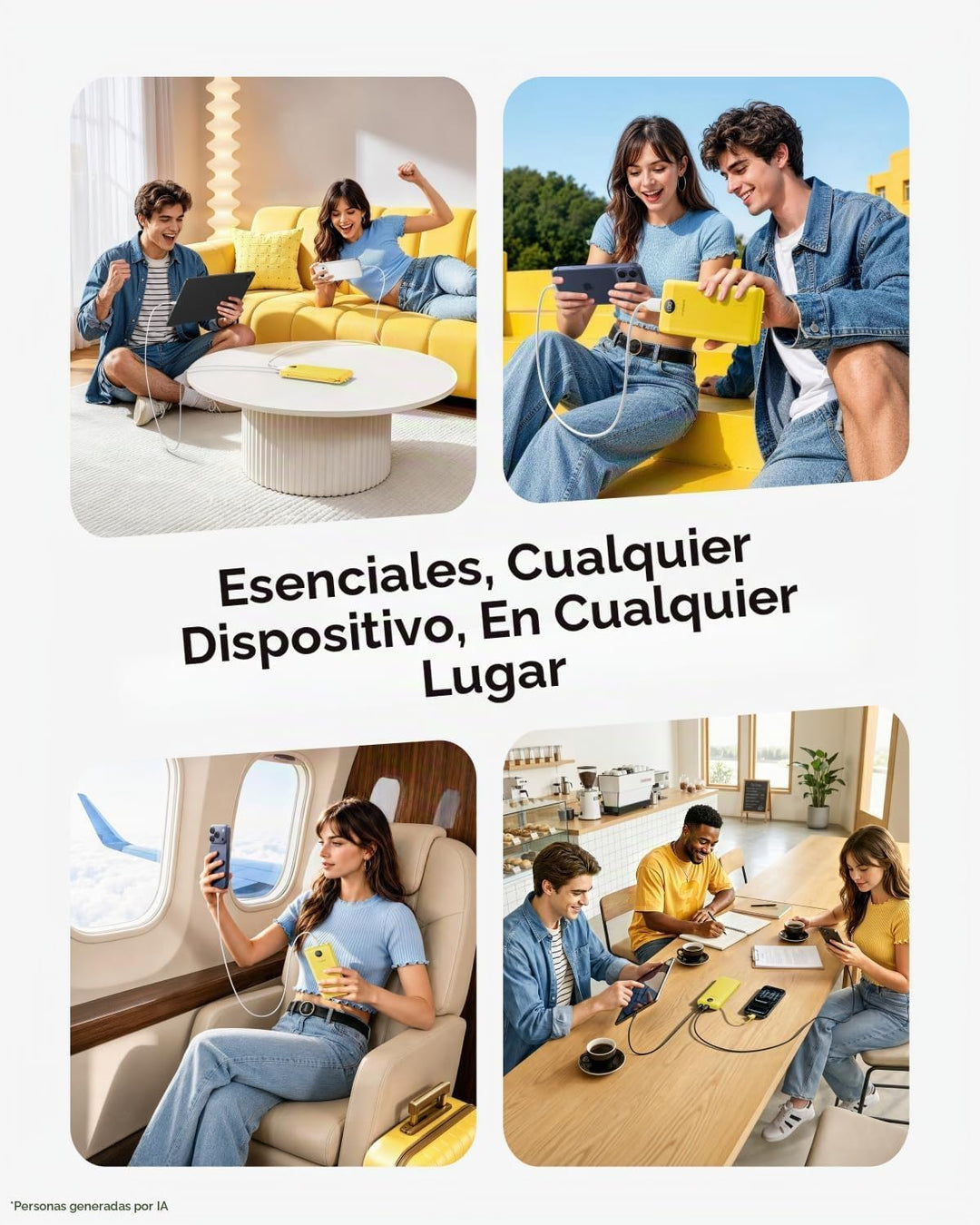 VEGER Cargador portátil con enchufe de CA integrado y cables, todo...