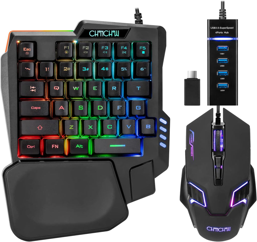 One Handed Gaming teclado y Mouse Combo para LOL/Wow/fortnite/Dota/PUBG