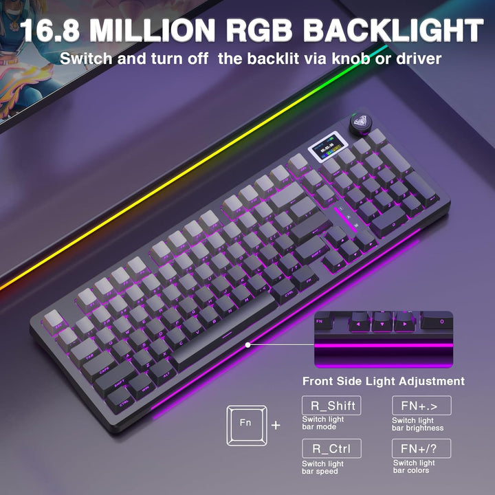AULA Teclado mecánico inalámbrico S98 Pro con pantalla y perilla, 2...