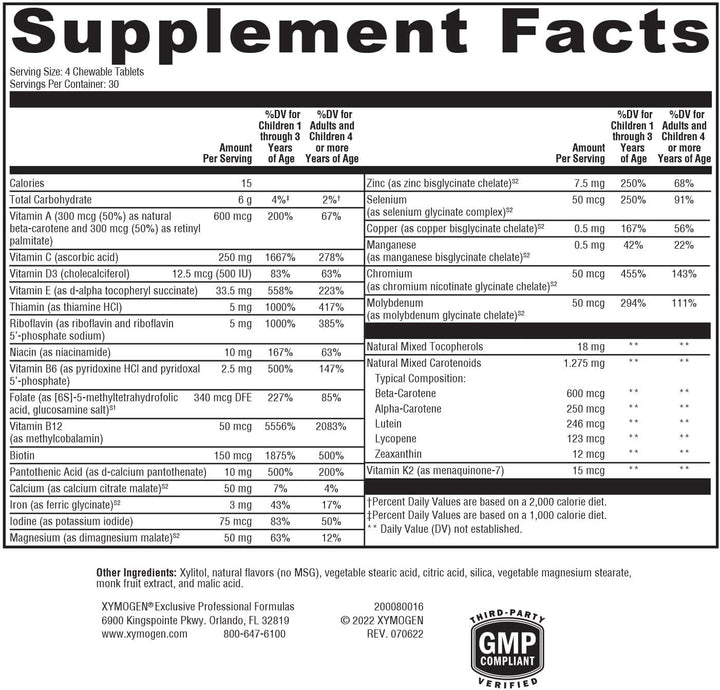 XYMOGEN ActivNutrients - Multivitamínico masticable para niños para...