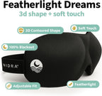 Máscara de dormir de lujo Nidra® patentado profundo sueño máscara para ojos con forma contorneada y ajustable correa cabeza, descanso, dormir en cualquier momento y lugar, Negro, 1