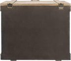 Household Essentials Tronco decorativo antiguo, grande, panel de abeto chino y MDF, parte trasera lisa y acento de bisagra de metal, parte superior plana y tapa abierta