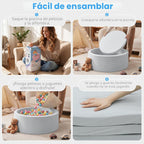 Piscina de Pelotas de Espuma, 35.4" x 11.8" Piscina de Pelotas para Niños Pequeños - Gris