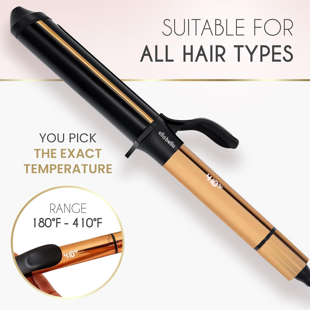 ELLA BELLA® Rizador de pelo de 1.5" \u2022 Rizador de pelo prof...