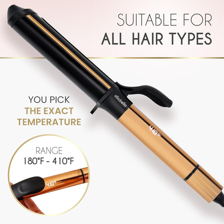 ELLA BELLA® Rizador de pelo de 1.5" \u2022 Rizador de pelo prof...