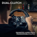 Logitech G923 Steering Wheel y Pedales para Xbox X|S, Xbox One y PC con TRUEFORCE de hasta 1000 Hz, Retroalimentación de Fuerza, Pedal Responsive, Control de Lanzamiento con Doble Cutch, y Cubierta de Cuero Verdadero