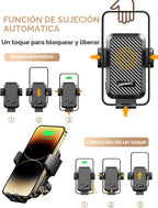 Cargador inalámbrico para automóvil, carga rápida de 15 W, cargador de automóvil con sujeción automática para teléfono celular, soporte de ventilación para iPhone 15 14 13 12 Mini Pro Max 11 XR XS X, Samsung Galaxy S23 Ultra S22 S21+ Note 20, etc