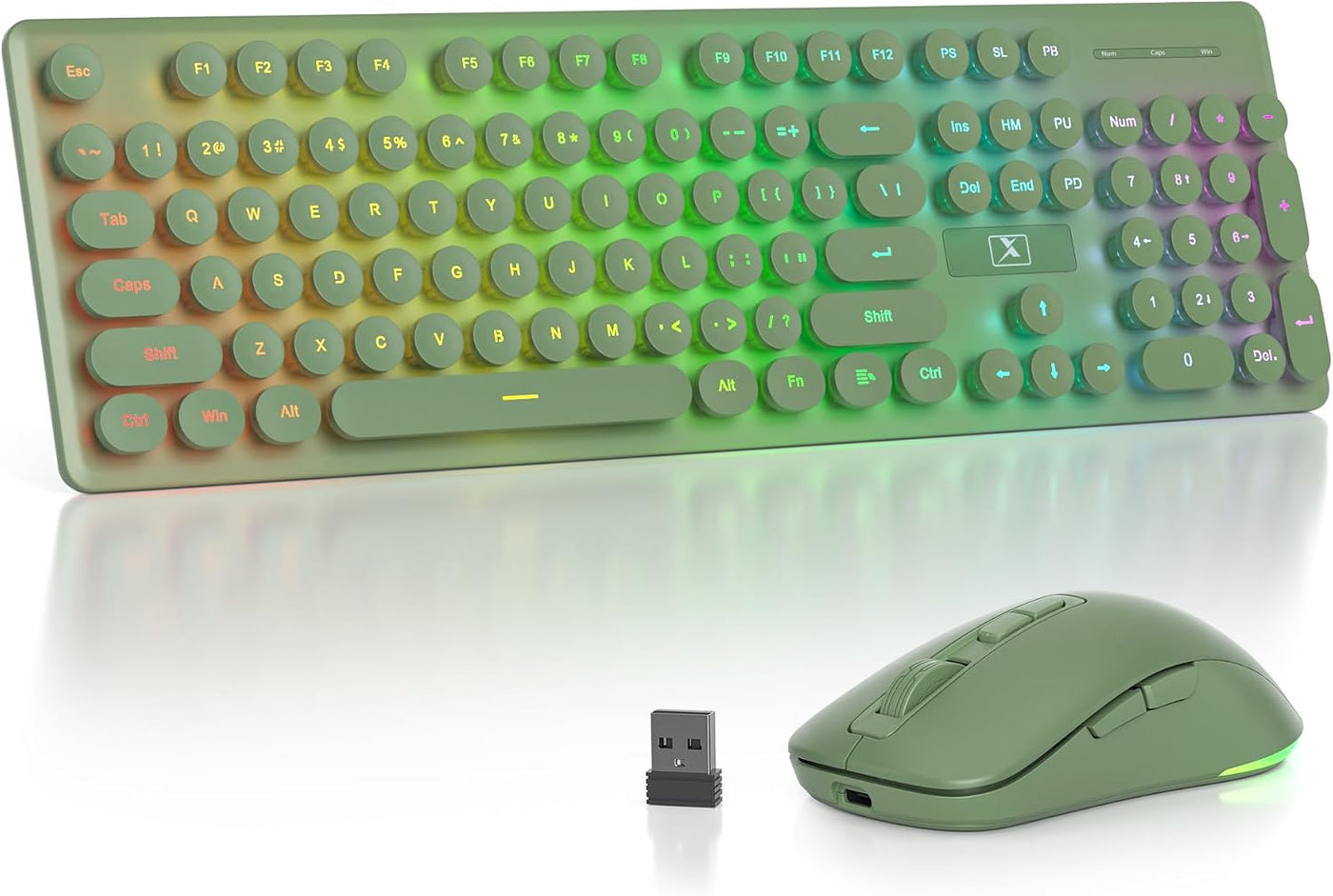Vumilstek Teclado y mouse inalámbricos retroiluminados, máquina de...