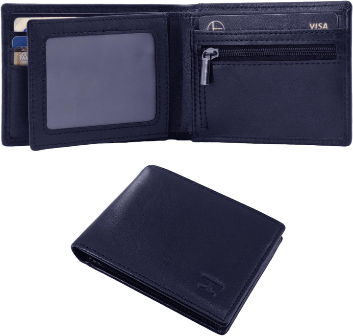 TOPFORGES Cartera de piel auténtica RFID para hombre, delgada, pleg...