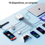 Cargador de 320W USB C, MGRNPONY, estación de carga USB C de 10 puertos GaN, blanco
