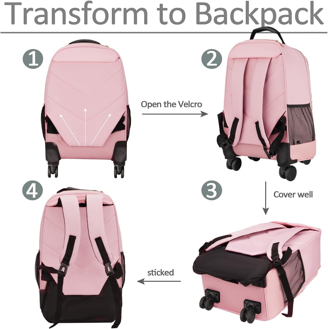 MATEIN Mochila con ruedas para mujeres, bolsa de 18 pulgadas para l...