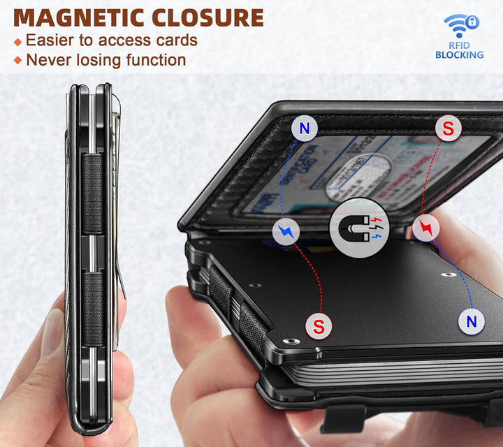 KEMISANT Billetera para hombre - Cartera delgada con clip para dine...