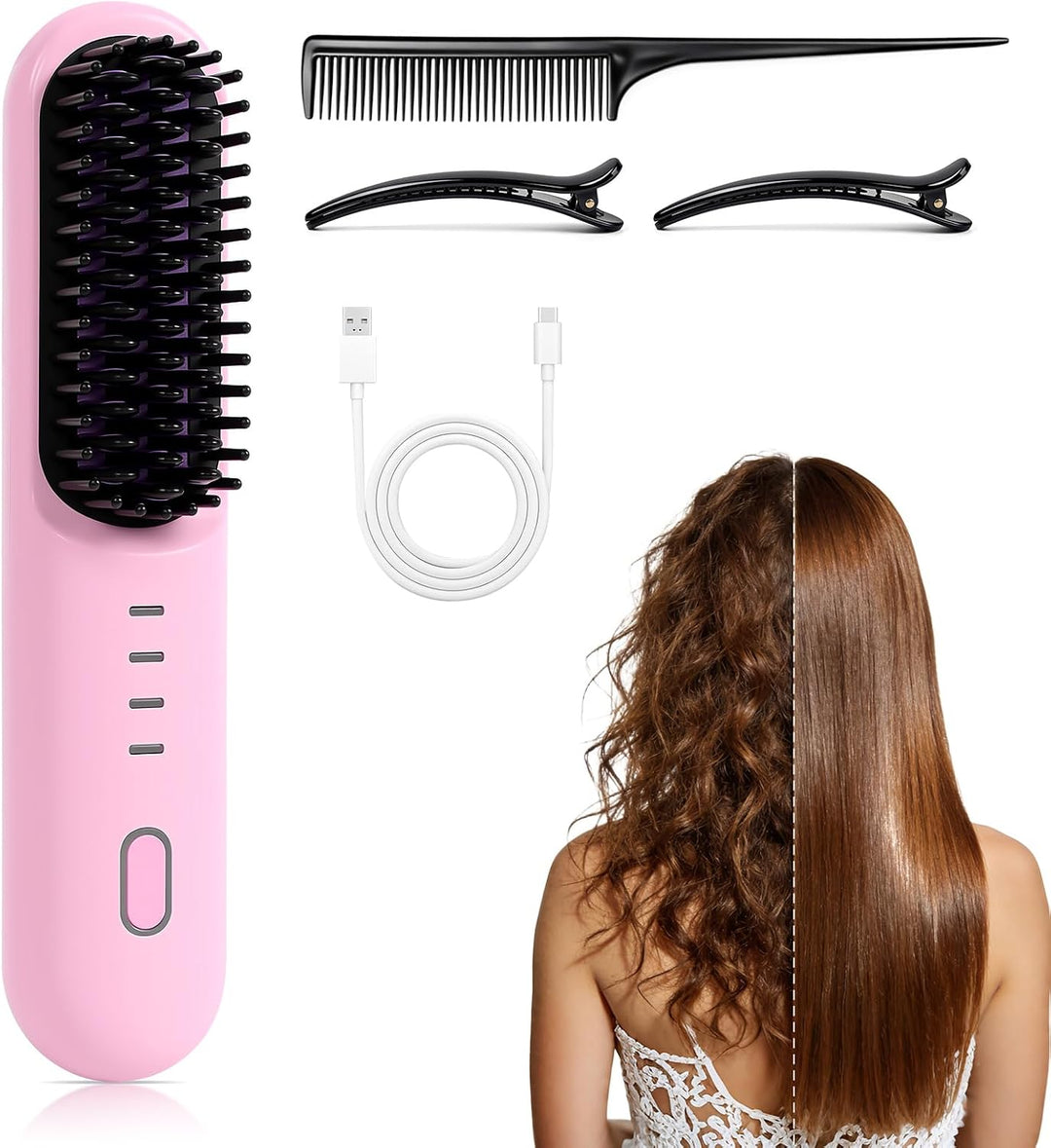 Cepillo alisador de cabello mejorado para cabello corto, 3 ajustes...