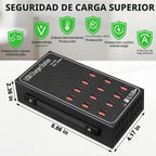 Estación de carga USB de 300 W 60 A para múltiples dispositivos, bloque de cargador USB rápido de 60 puertos, cargador rápido de pared de escritorio con protección inteligente, regleta de alimentación