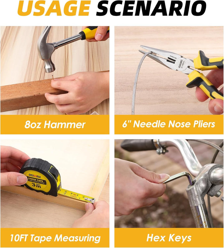DOWELL Kit de herramientas de 147 piezas con taladro inalámbrico de...