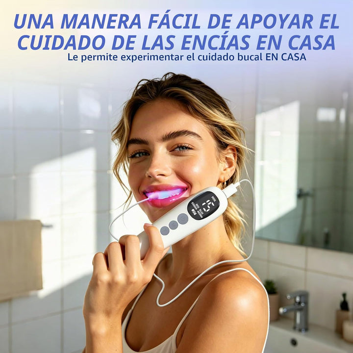 Terapia de luz roja para encías, experiencia de luz LED roja y azul...