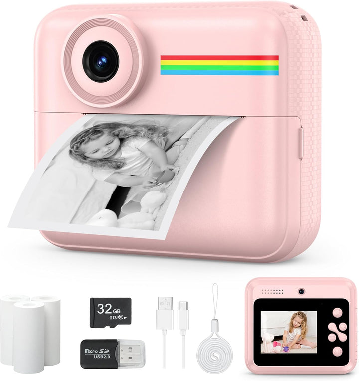 Cámara para niños, impresión de fotos instantánea, cámaras duales d...