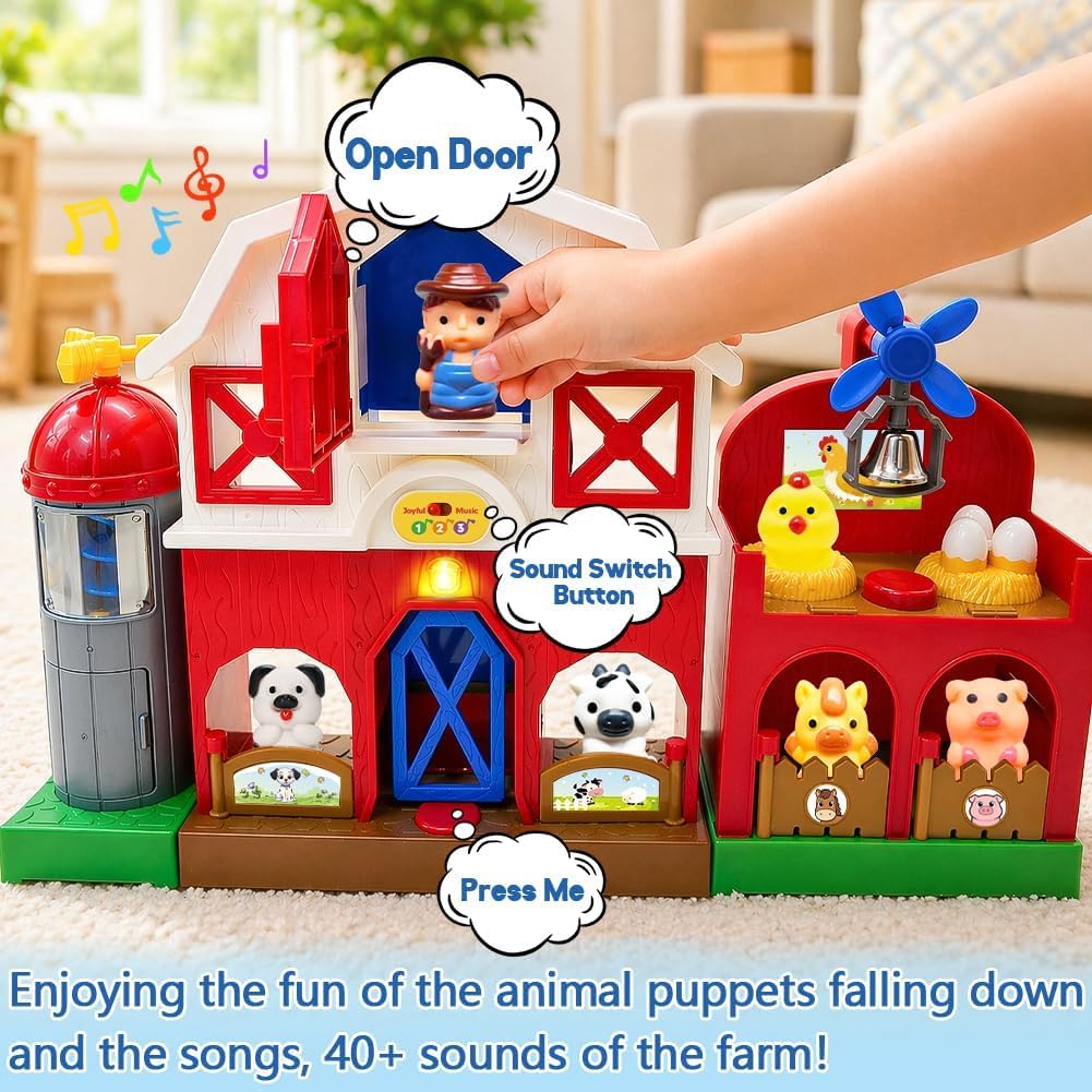 Juego musical de animales de granja rojos para niños pequeños de 1...