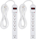 Lámpara Amazon Basics Regleta protectora de sobretensiones, 6 tomas, 790 julios, interruptor de circuito, indicador LED, cable de extensión de 6 pies, color blanco (paquete de 2)