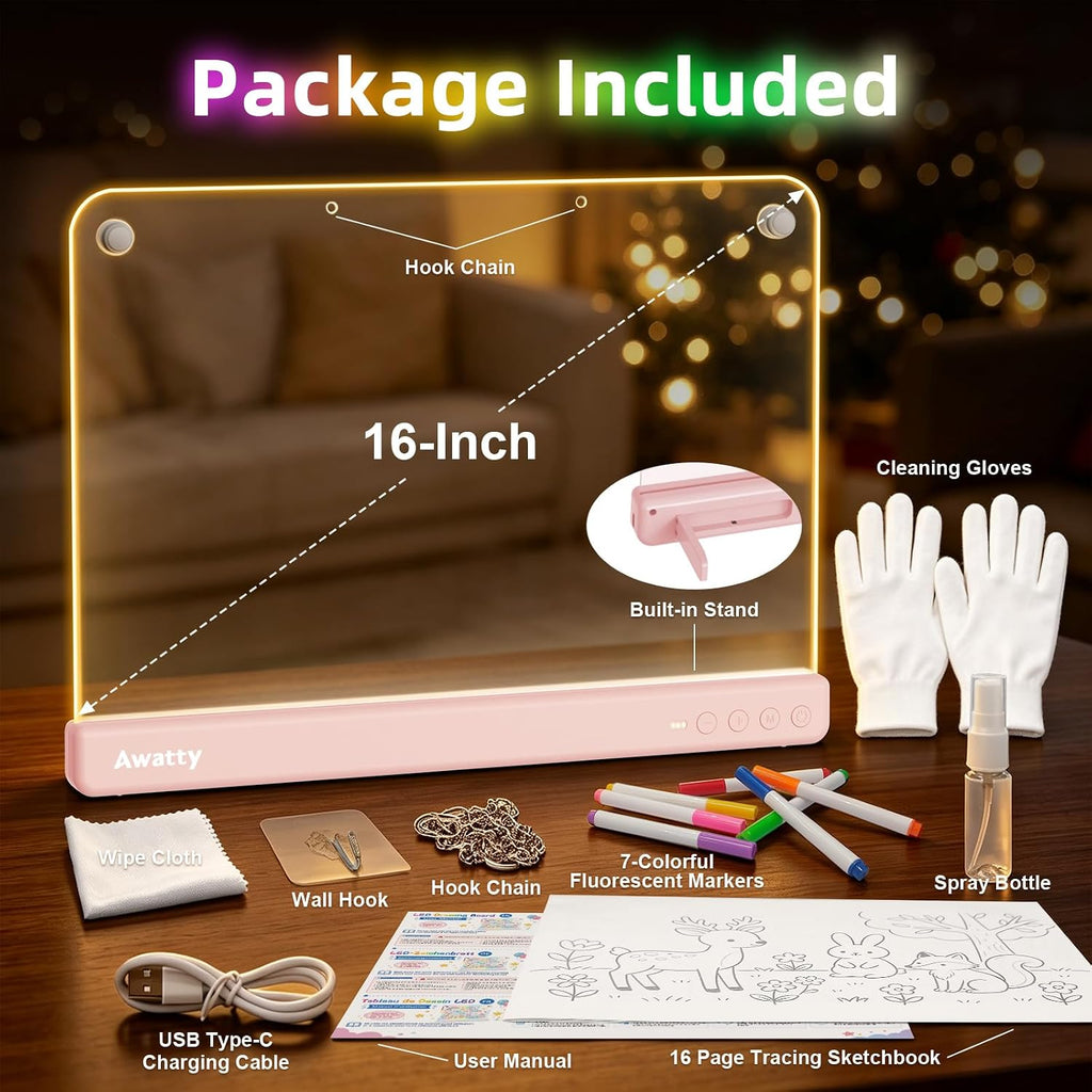 Tablero de dibujo LED de 16 pulgadas, regalos de juguetes para niños