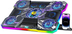 Almohadilla de enfriamiento RGB para laptop, ventilador de laptop para juegos, 9 ventiladores para portátiles de 15.6 a 19.3 pulgadas, enfriador de laptop con 8 soportes de altura, 2 puertos