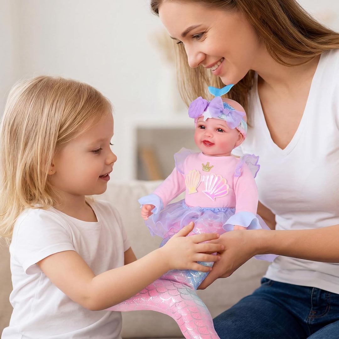 BABESIDE Muñeca de sirena para niñas, muñecas de bebé realistas de...