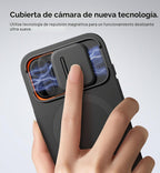 SURITCH Funda para iPhone 16 con cubierta magnética para cámara deslizante y soporte ajustable, compatible con MagSafe, funda protectora delgada a prueba de golpes de 6.1 pulgadas, color negro