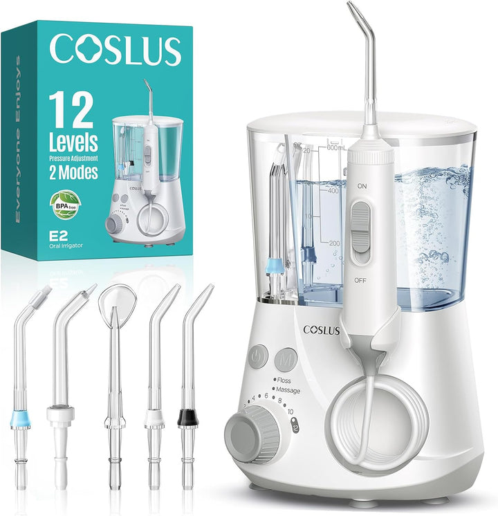 COSLUS Advanced Hilo Dental de Agua para Dientes: 2 Modos &amp; 12...