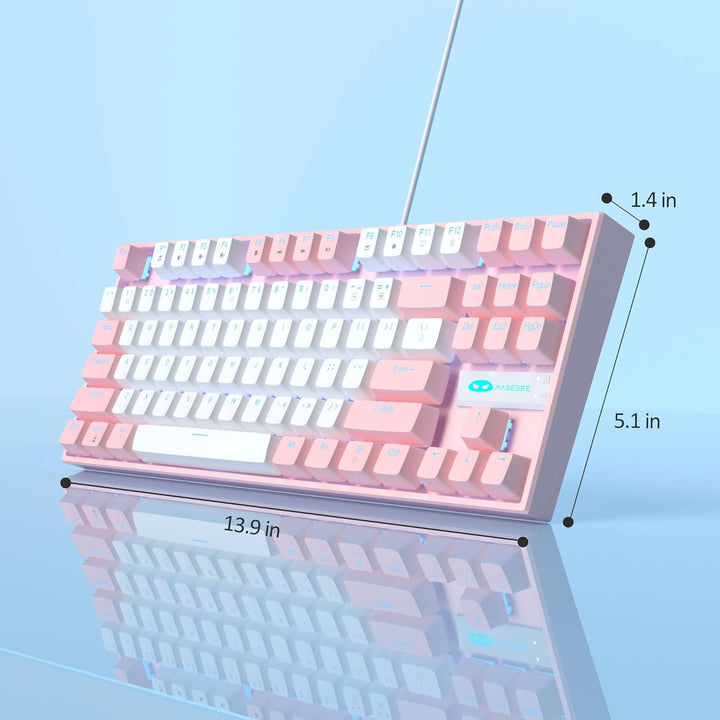 MageGee Teclado mecánico 75% para juegos, interruptor rojo, retroil...