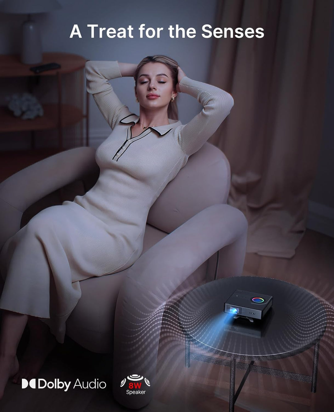 NexiGo Nova Mini, proyector láser portátil, Google TV con Netflix,...