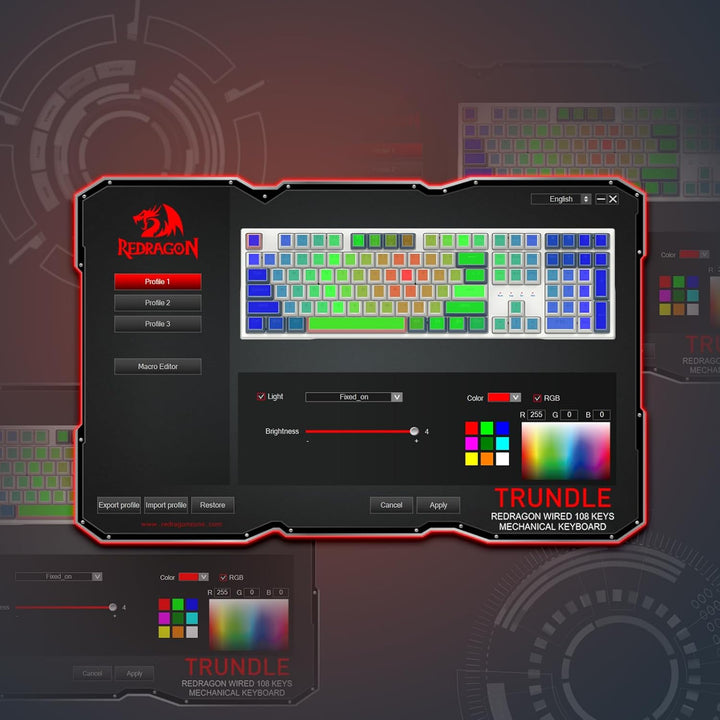 Redragon Teclado para juegos K668 RGB, teclado mecánico con cable d...