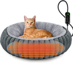 Camas calefactables para gatos de interior y perros pequeños, cama térmica de 20 pulgadas para mascotas con temporizador y temperatura ajustable, cama eléctrica extraíble e impermeable para gatos de interior