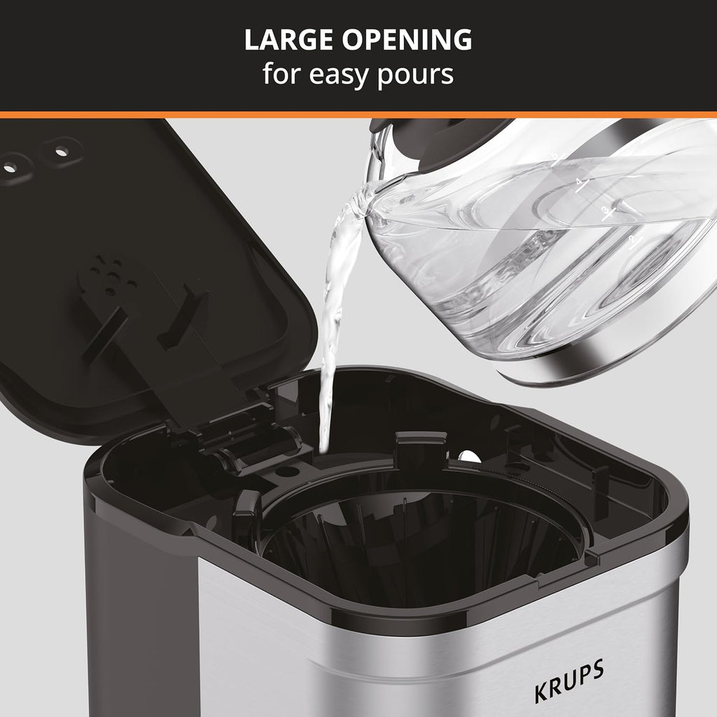 KRUPS Simply Brew Compact Cafetera de 5 Tazas: Diseño en Acero Inoxidable, Pause & Brew, Mantiene Caliente, Filtro Reutilizable, Jarra Antigoteo