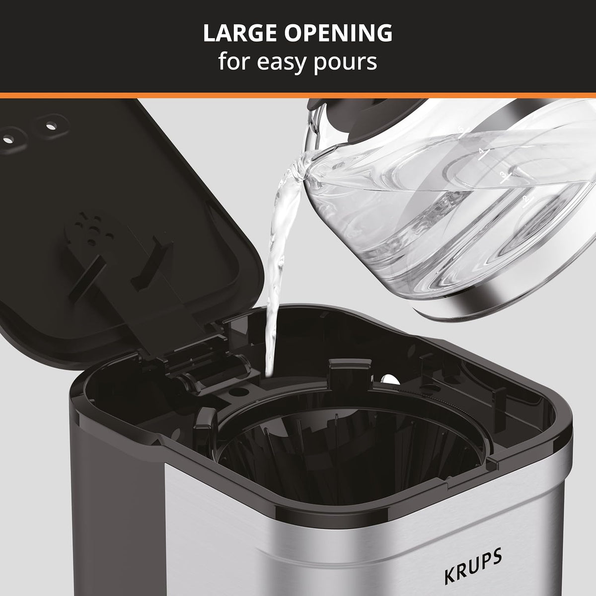 KRUPS Simply Brew Compact Cafetera de 5 Tazas: Diseño en Acero Inoxidable, Pause & Brew, Mantiene Caliente, Filtro Reutilizable, Jarra Antigoteo