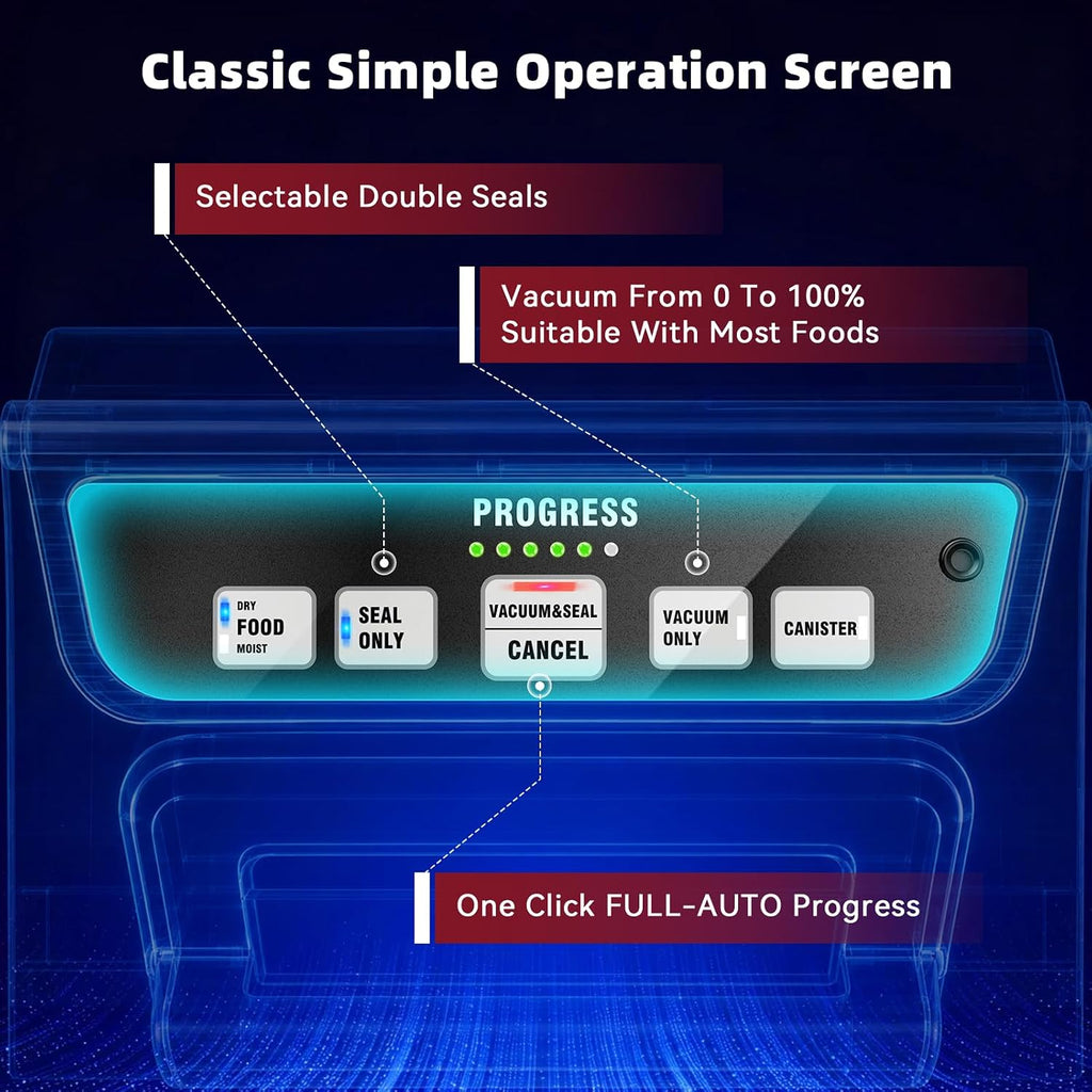 Máquina Selladora al Vacío de Nueva Generación, Potane Selladora al Vacío de Alimentos de Doble Bomba con Sistema de Estado Visual Inteligente, Funciones Completamente Automáticas/Manuales, Cortador