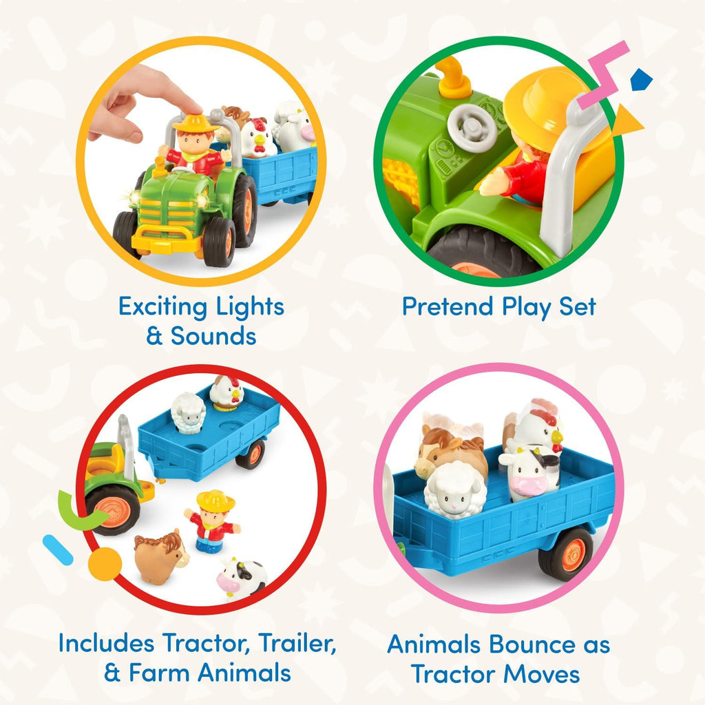 Battat - Juego de juguete de tractor de granja con luces y