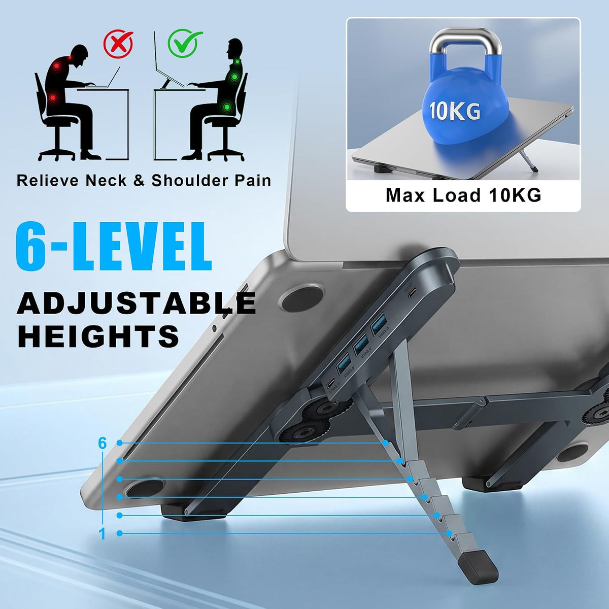 werfami Soporte para laptop con estación de acoplamiento plegable p...
