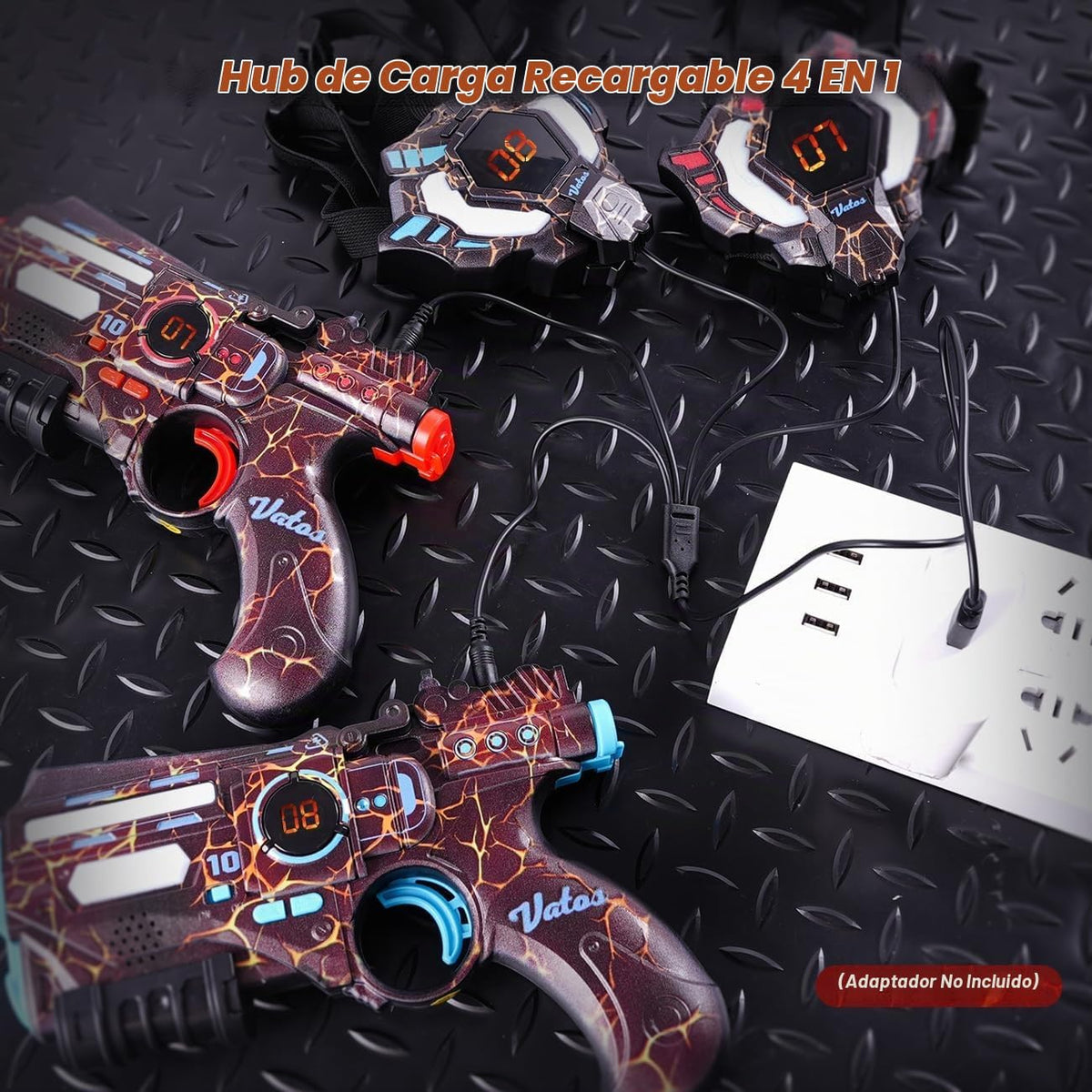 VATOS - Set de pistola láser recargable de 2 jugadores - 2.4GHz de datos totalmente sincronizados 2 pistolas y 2 chalecos con sensores - Geniales juguetes de cumpleaños y ideas de pistolas láser para
