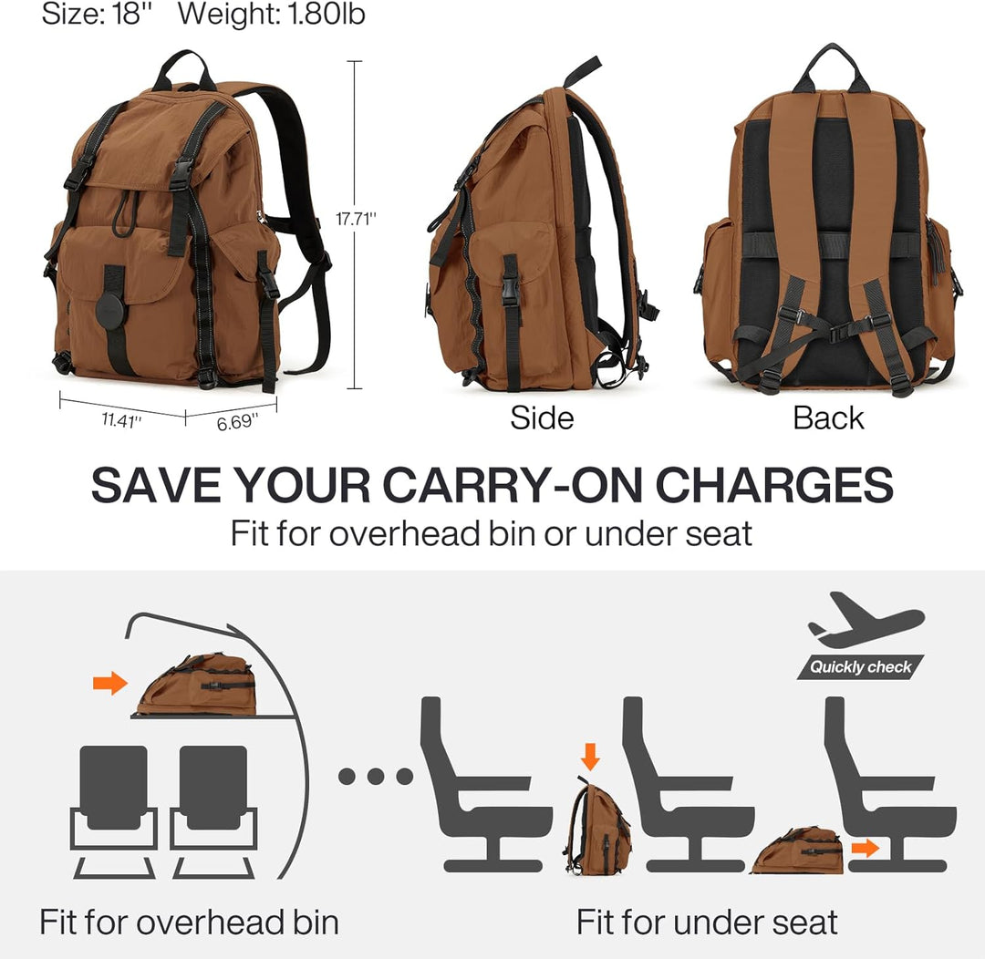 mixi Mochila de viaje de equipaje de mano para laptop, aprobada par...