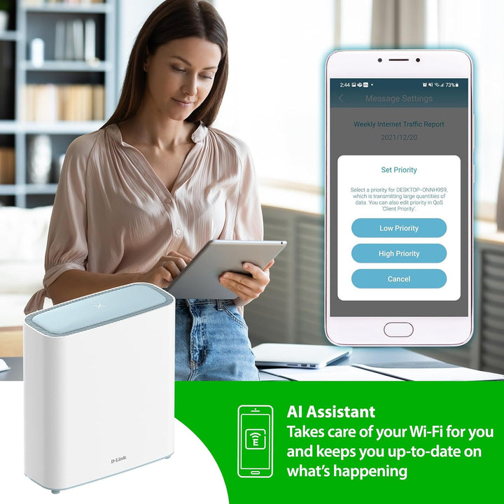 D-Link M32, Eagle Pro AI WiFi 6 Lifestyle Router - Red de Internet...