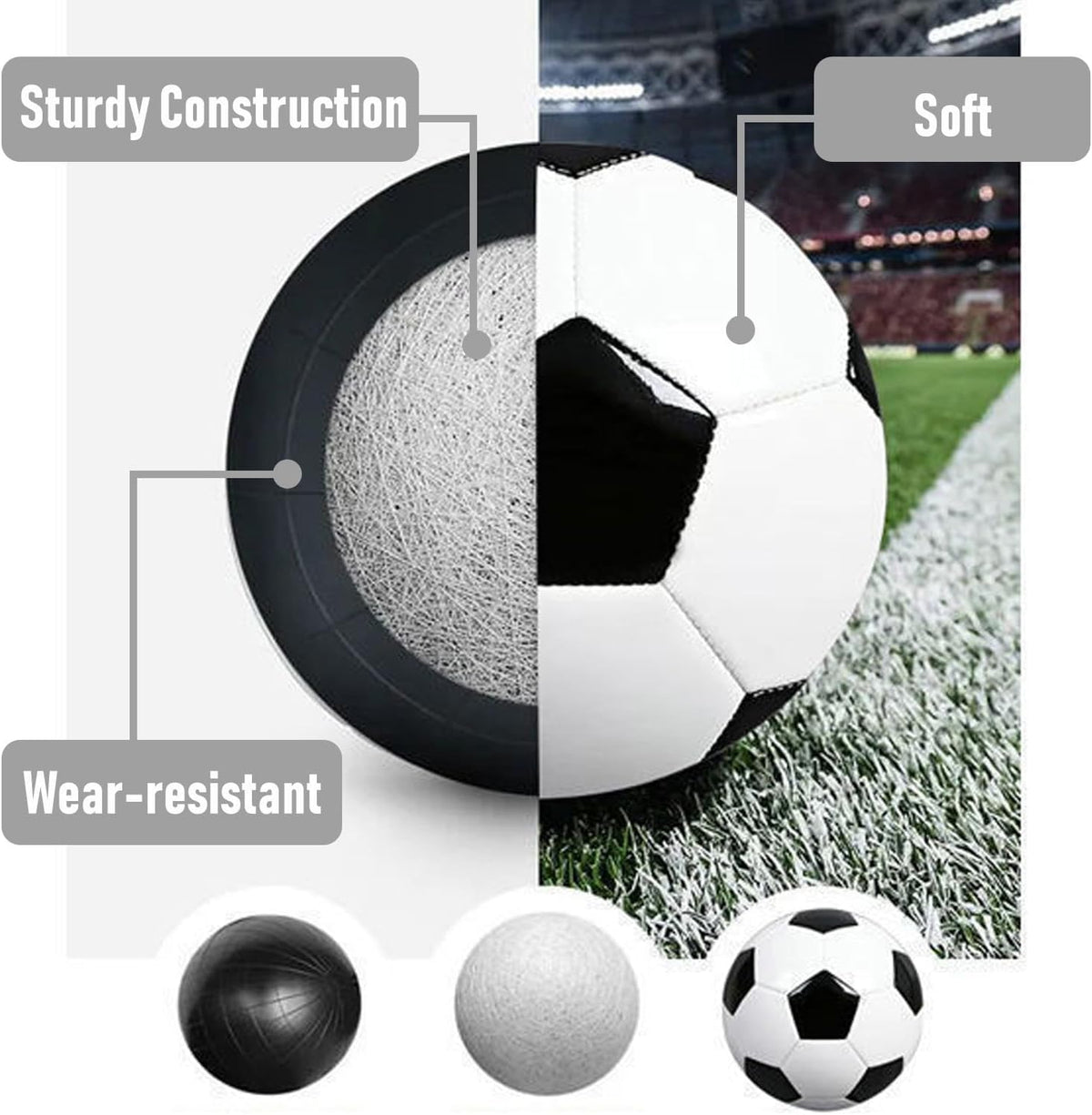 6 piezas pelotas de fútbol de operación navideña a granel con bomba, agujas, tamaño 5/4/3 pelota de fútbol deportiva pelota de entrenamiento para fútbol adulto para suministros de donación
