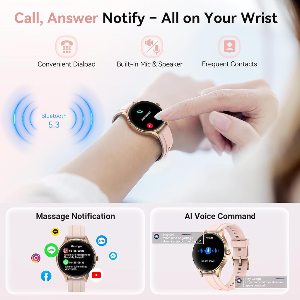 Fitpolo - Reloj inteligente para mujer con Android y iPhone (2 bandas