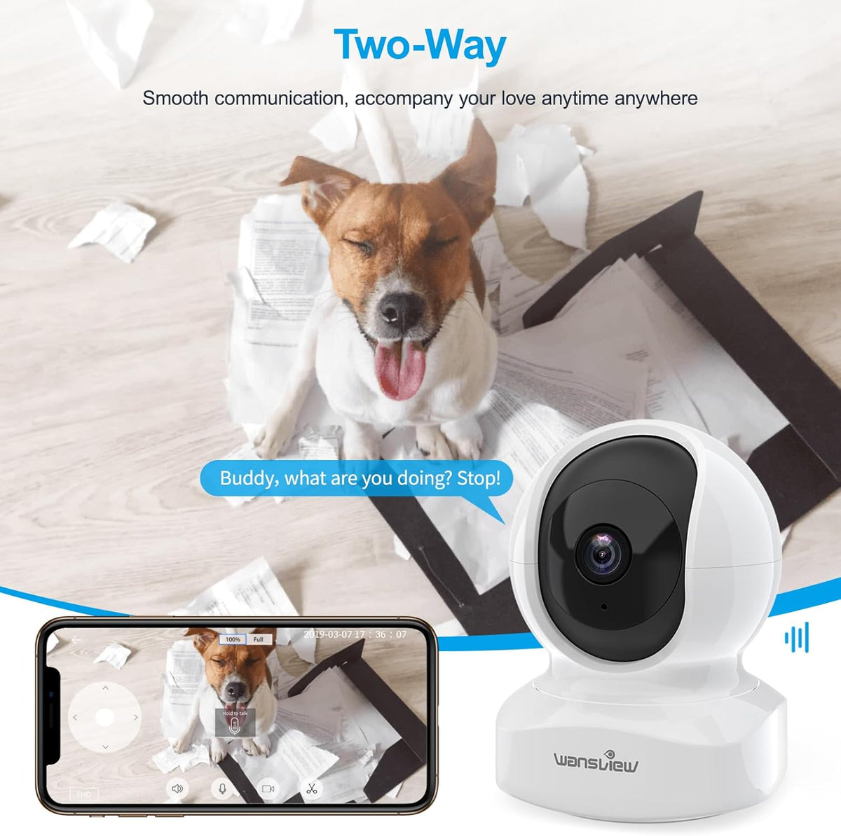 Cámara de seguridad para el hogar, cámara para bebé, cámara WiFi wa...
