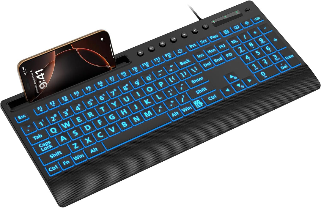 SABLUTE Teclado retroiluminado de impresión grande teclado