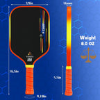 Paletas de pickleball | Pala de pickleball de fibra de carbono de 0.63 pulgadas | Superficie texturizada de alto giro y borde degradado vibrante | Raqueta aprobada por USAPA para máxima potencia