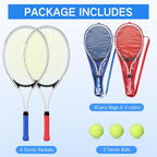 4 raquetas de tenis para adultos recreativas para 4 jugadores, raqueta de tenis ligera de 27 pulgadas con 3 pelotas de tenis para entrenar principiantes con bolsa de transporte