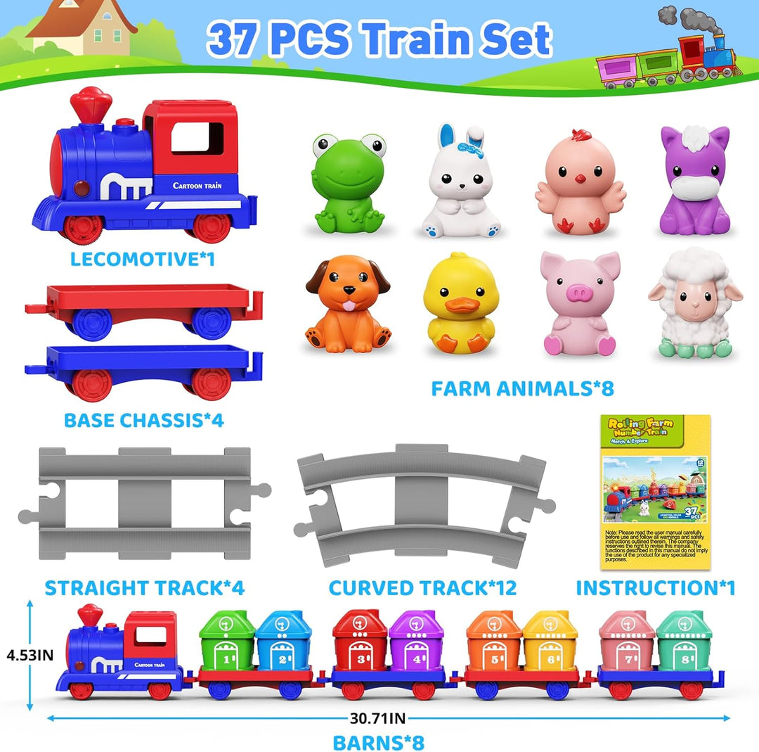 Juguetes de aprendizaje para niños de 1, 2, 3 años, juego de tren d...