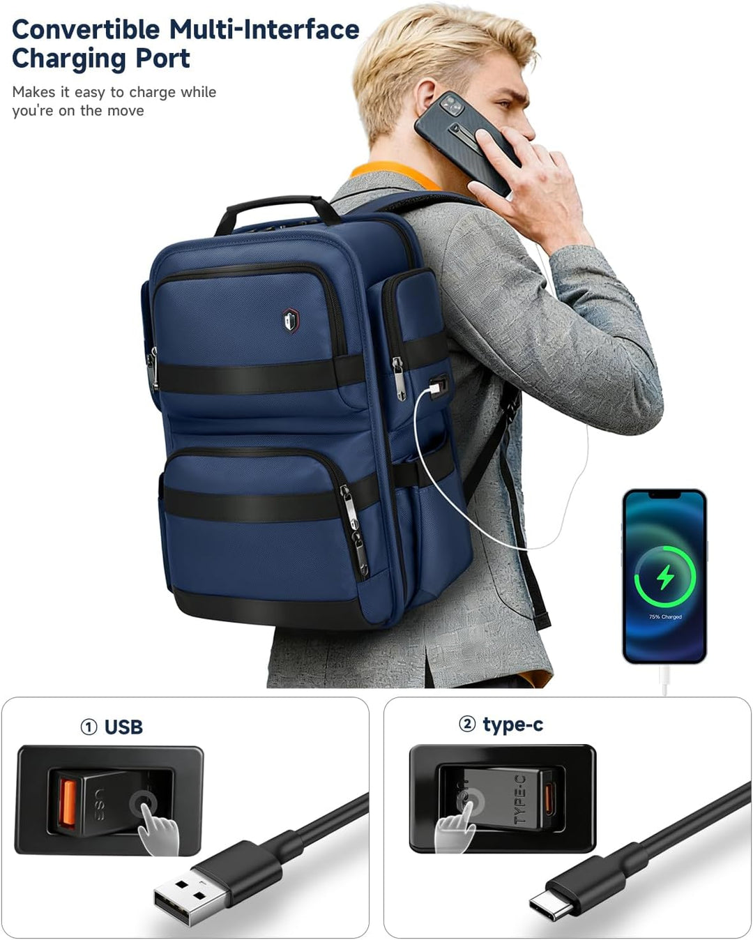 RoyalAnt Mochila de trabajo para hombres, mochila para laptop de 17...